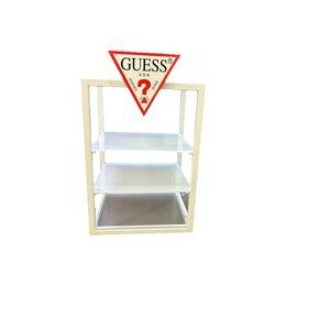 NEW Guess Stand metal and tempered glass three tier display shelf Guess Logo